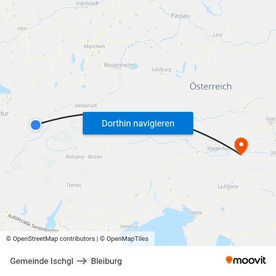 Gemeinde Ischgl to Bleiburg map