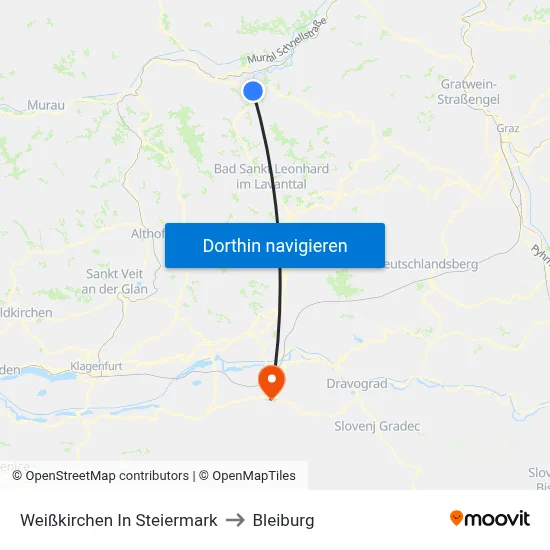Weißkirchen In Steiermark to Bleiburg map