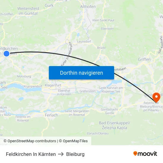 Feldkirchen In Kärnten to Bleiburg map