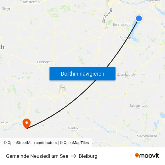 Gemeinde Neusiedl am See to Bleiburg map