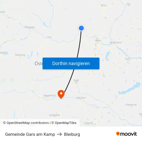 Gemeinde Gars am Kamp to Bleiburg map