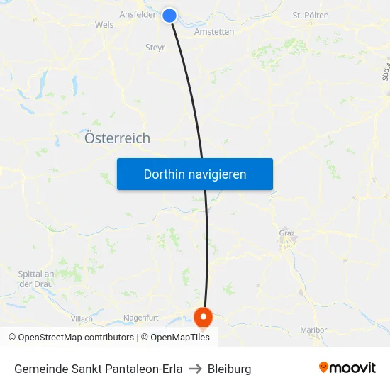 Gemeinde Sankt Pantaleon-Erla to Bleiburg map