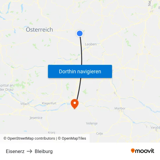 Eisenerz to Bleiburg map