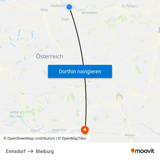 Ennsdorf to Bleiburg map