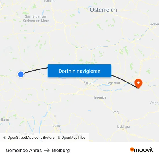 Gemeinde Anras to Bleiburg map