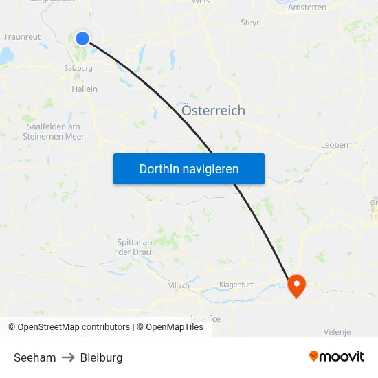 Seeham to Bleiburg map