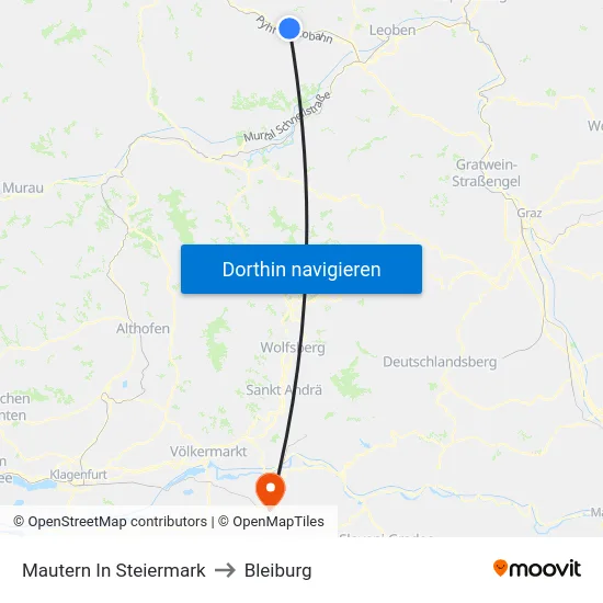 Mautern In Steiermark to Bleiburg map