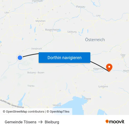 Gemeinde Tösens to Bleiburg map