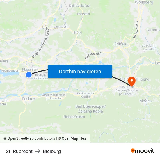St. Ruprecht to Bleiburg map