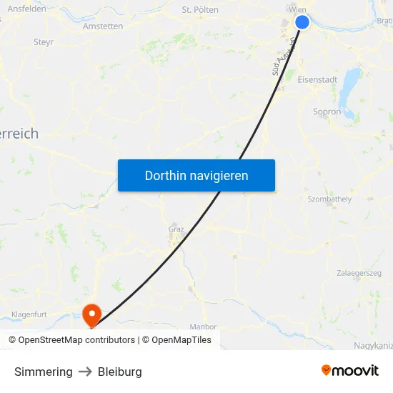 Simmering to Bleiburg map
