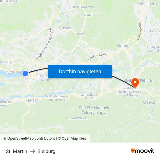 St. Martin to Bleiburg map