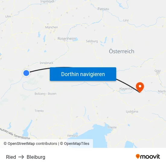 Ried to Bleiburg map