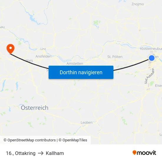 16., Ottakring to Kallham map