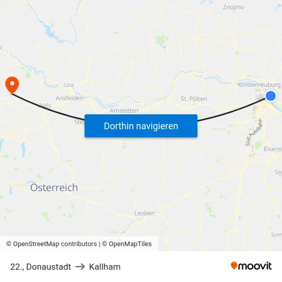 22., Donaustadt to Kallham map