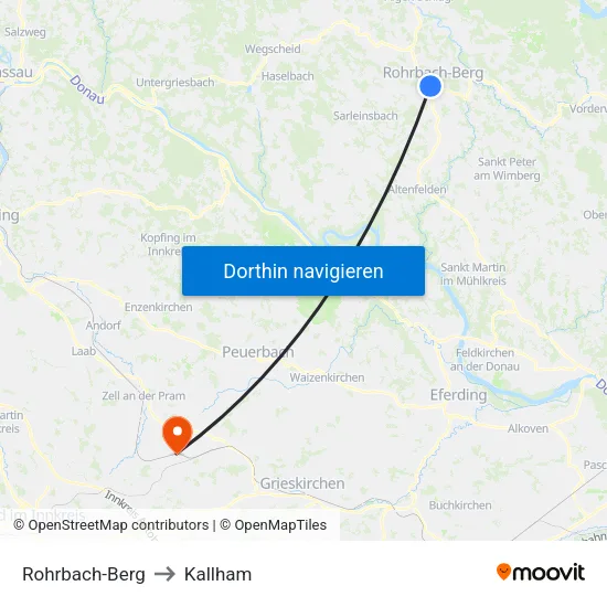 Rohrbach-Berg to Kallham map
