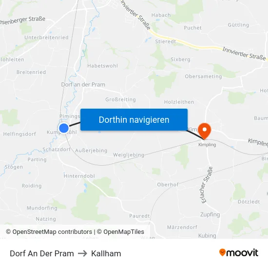 Dorf An Der Pram to Kallham map
