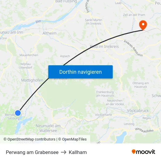 Perwang am Grabensee to Kallham map