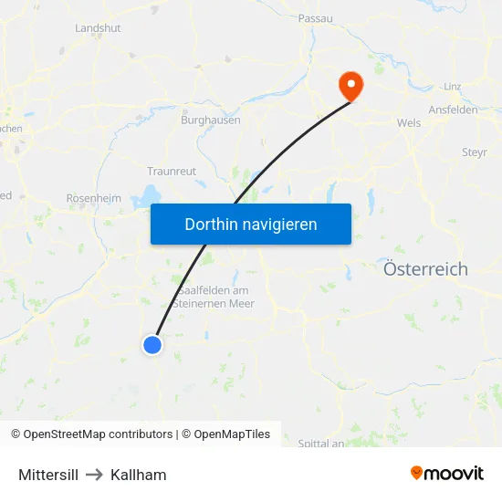 Mittersill to Kallham map