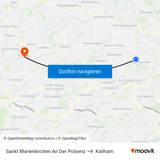 Sankt Marienkirchen An Der Polsenz to Kallham map