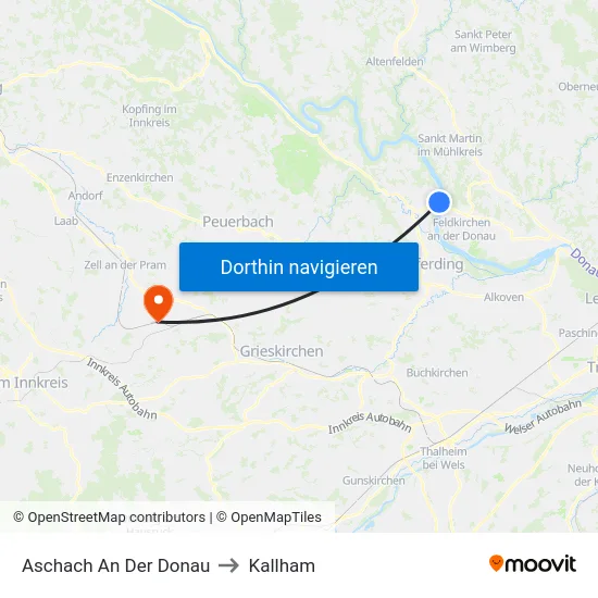 Aschach An Der Donau to Kallham map