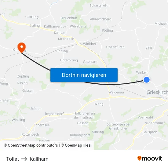 Tollet to Kallham map