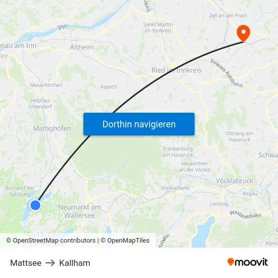 Mattsee to Kallham map