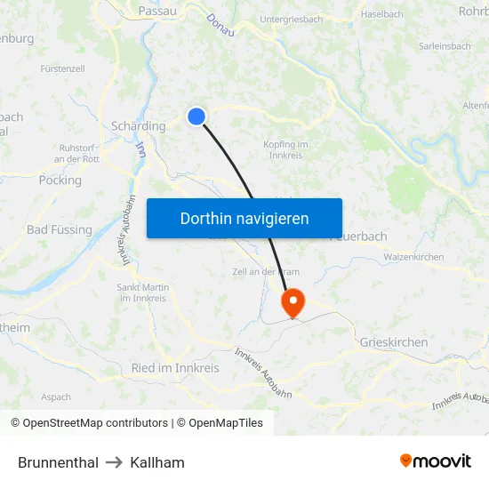 Brunnenthal to Kallham map