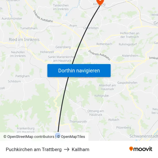 Puchkirchen am Trattberg to Kallham map