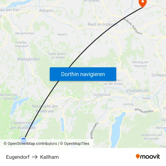Eugendorf to Kallham map