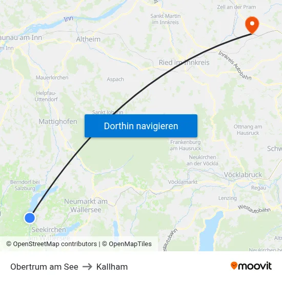 Obertrum am See to Kallham map