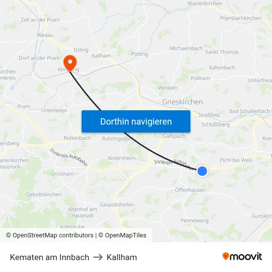 Kematen am Innbach to Kallham map