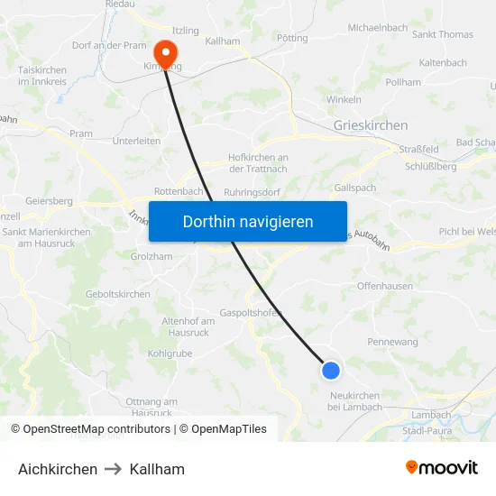 Aichkirchen to Kallham map