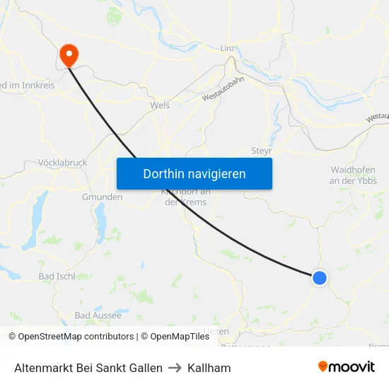 Altenmarkt Bei Sankt Gallen to Kallham map