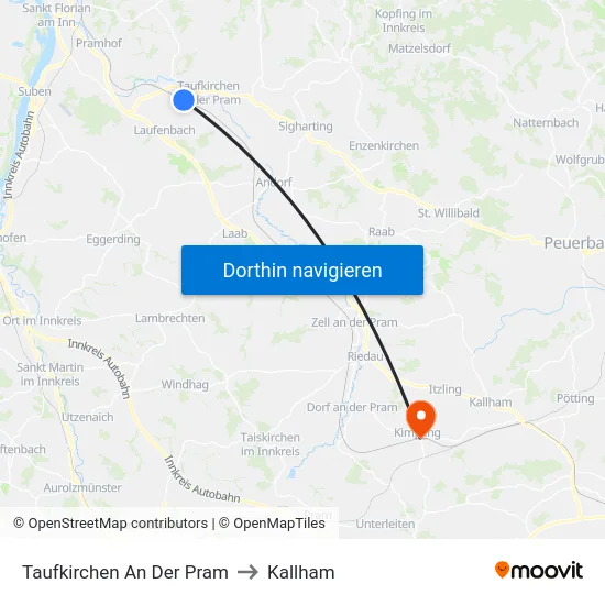 Taufkirchen An Der Pram to Kallham map