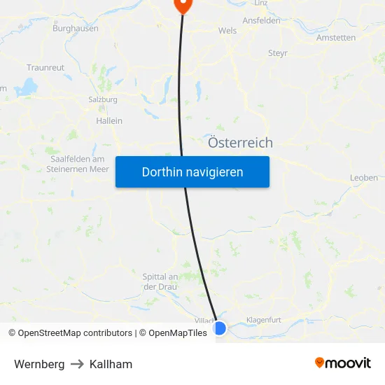 Wernberg to Kallham map