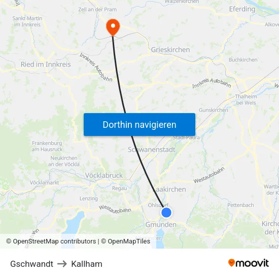 Gschwandt to Kallham map