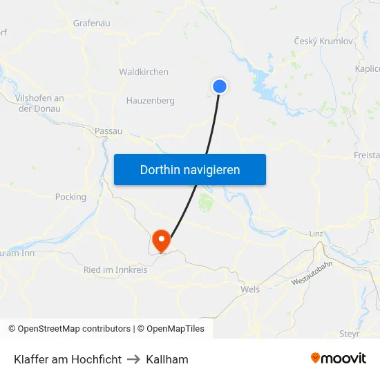 Klaffer am Hochficht to Kallham map