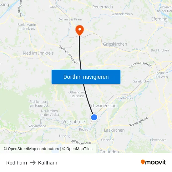 Redlham to Kallham map