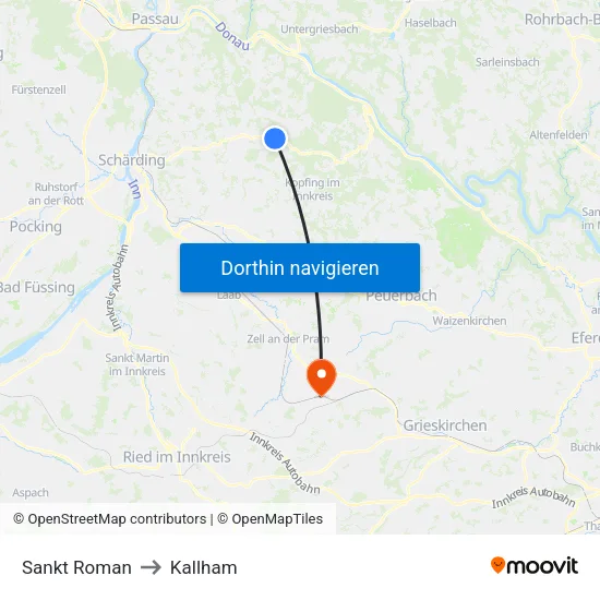 Sankt Roman to Kallham map