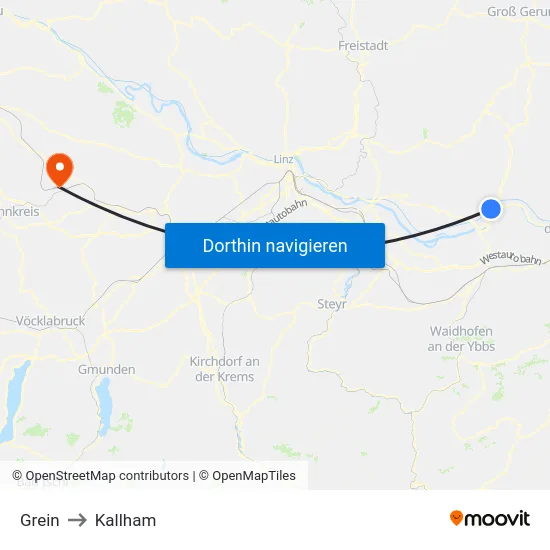 Grein to Kallham map