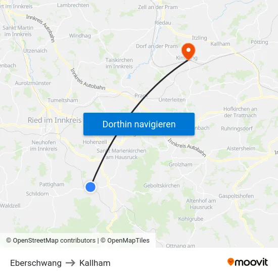 Eberschwang to Kallham map