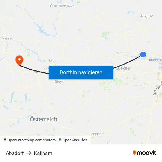 Absdorf to Kallham map