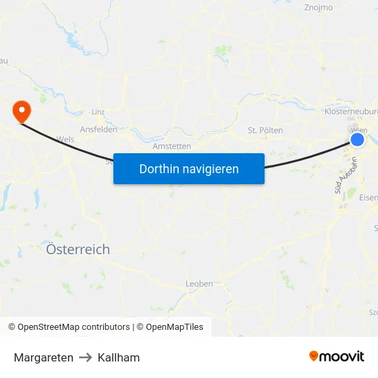 Margareten to Kallham map