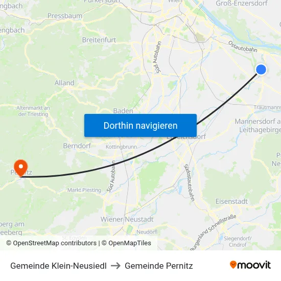 Gemeinde Klein-Neusiedl to Gemeinde Pernitz map
