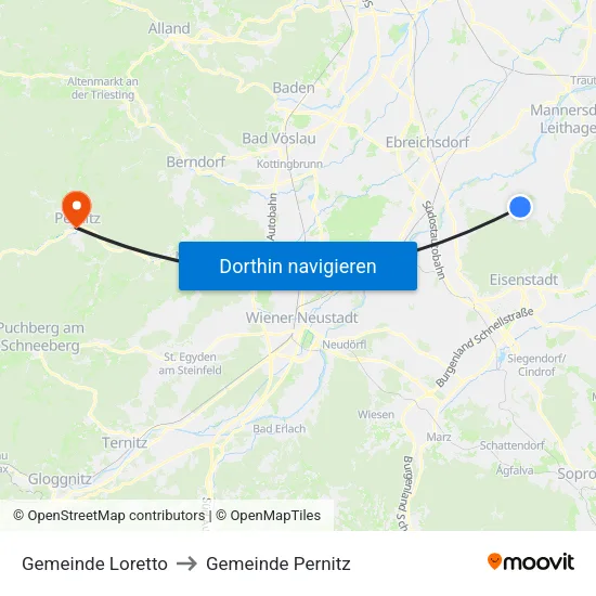Gemeinde Loretto to Gemeinde Pernitz map