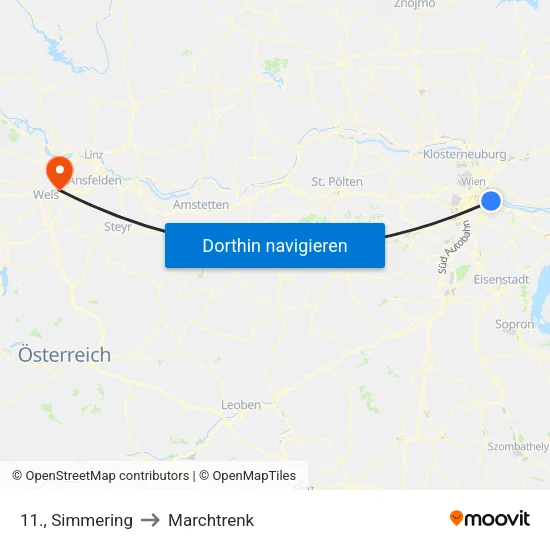 11., Simmering to Marchtrenk map