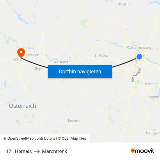 17., Hernals to Marchtrenk map