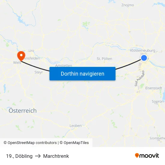 19., Döbling to Marchtrenk map