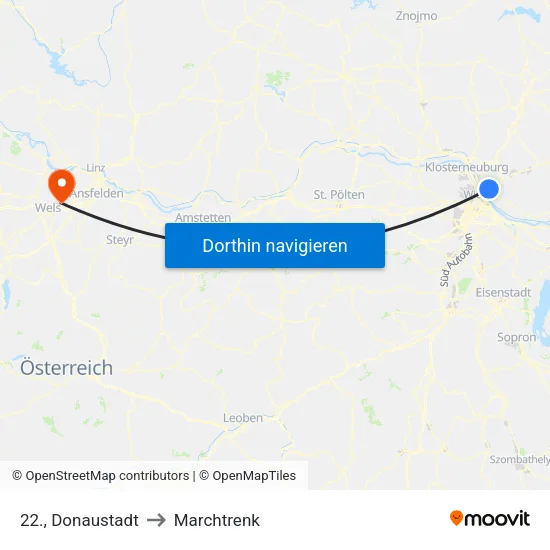 22., Donaustadt to Marchtrenk map