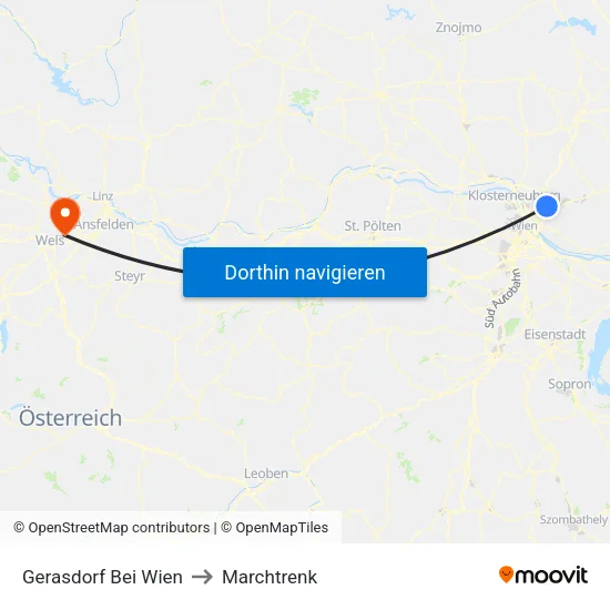 Gerasdorf Bei Wien to Marchtrenk map